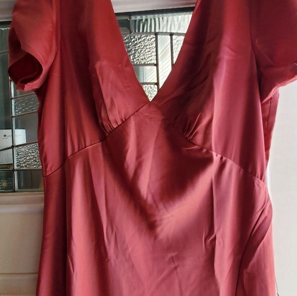 NWT Lulus Epitome of Romance Rose Pink Satin Puff Sleeve Maxi Dress sz XL - Picture 4 of 10